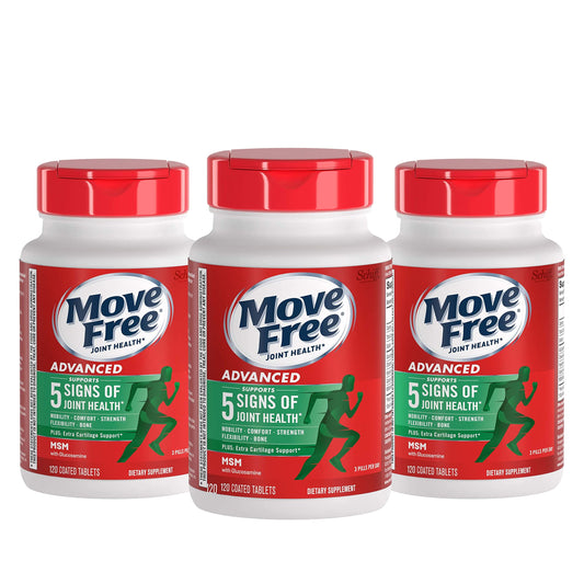 Move Free Advanced bottle front promotes daily joint support and mobility.