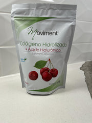 Moviment bottle with glass of water promoting convenient daily hydration support.