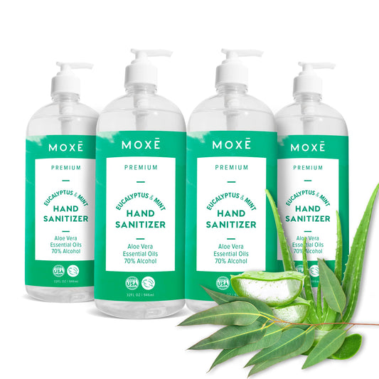 MOXE eucalyptus mint hand sanitizer bottle 32oz for on-the-go cleansing