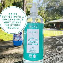 MOXE soothing formula shows Aloe Vera and Vitamin E moisturizing benefits