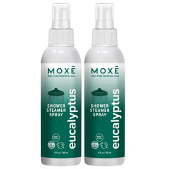 MOXE Eucalyptus Shower Mist bottle ready for a refreshing aromatherapy shower