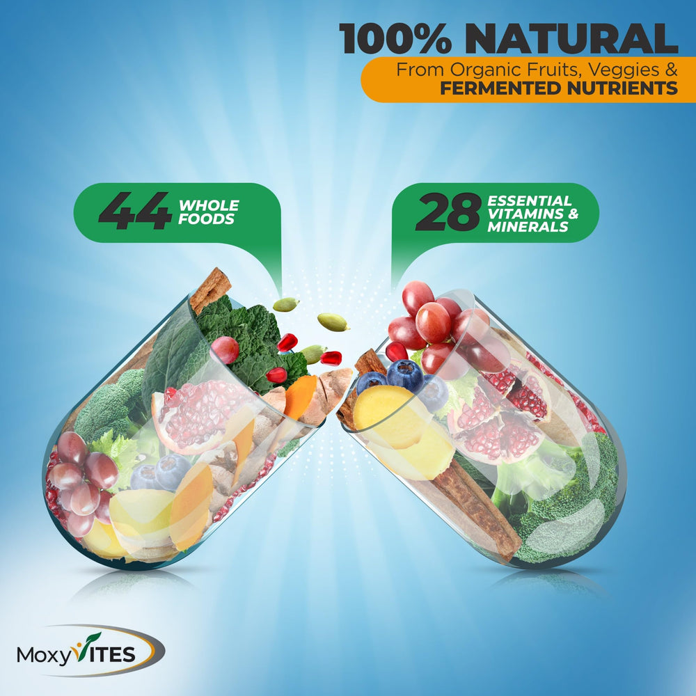 MoxyVites fermentation jar imagery conveys nutrient bioavailability and gentle absorption