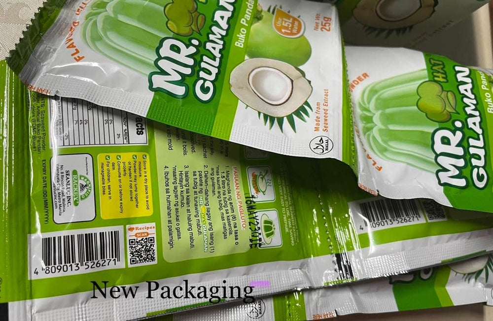 Mr. Gulaman Buco Pandan powder packaging for easy at home mixing