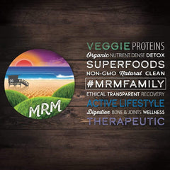 Container side view of MRM BCAA+G RELOAD with nutrition facts and serving size