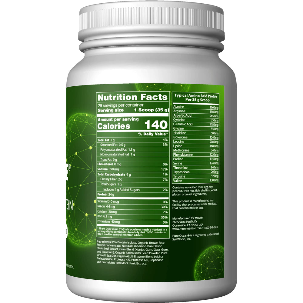 MRM Veggie Elite Cinnamon Bun smoothie ready to sip, vegan protein with BCAAs for recovery