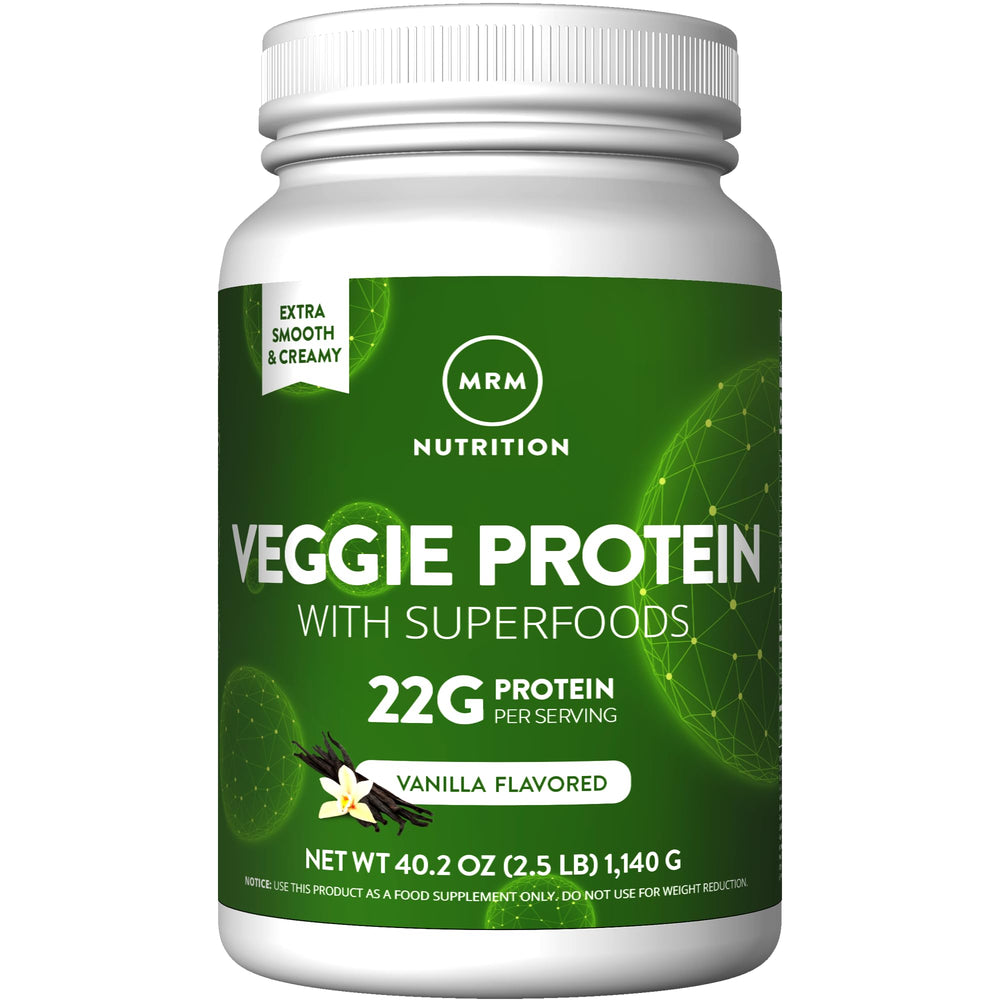 MRM Veggie Protein Vanilla bottle, dairy-free and gluten-free nutrition for daily energy