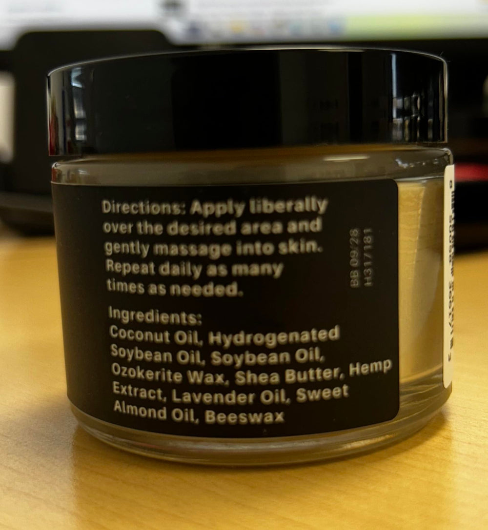 MRS. Hemp salve manufactured in the USA at a certified facility.