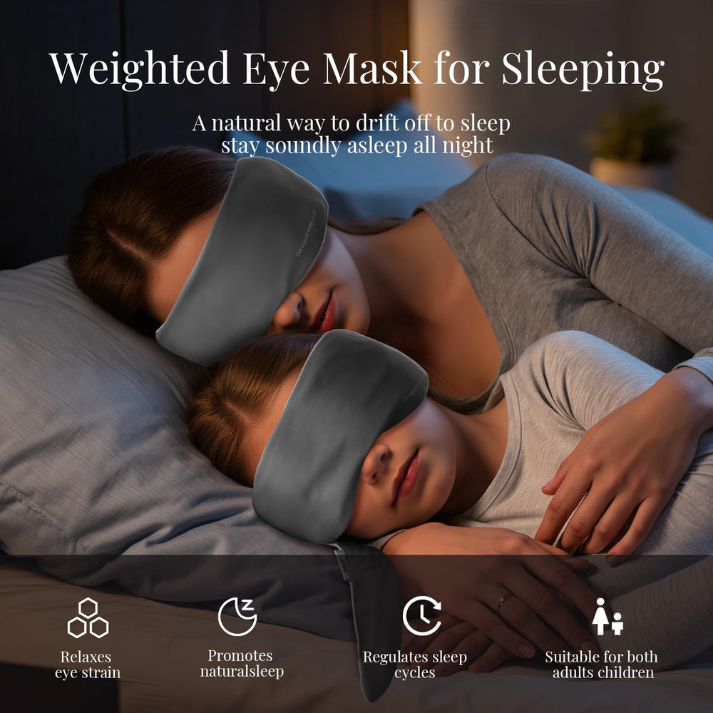 Ms.W weighted eye mask gray 3D contoured design supports eye comfort.