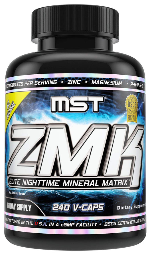MST ZMK Nighttime bottle close-up showing the mineral blend for nightly wellness