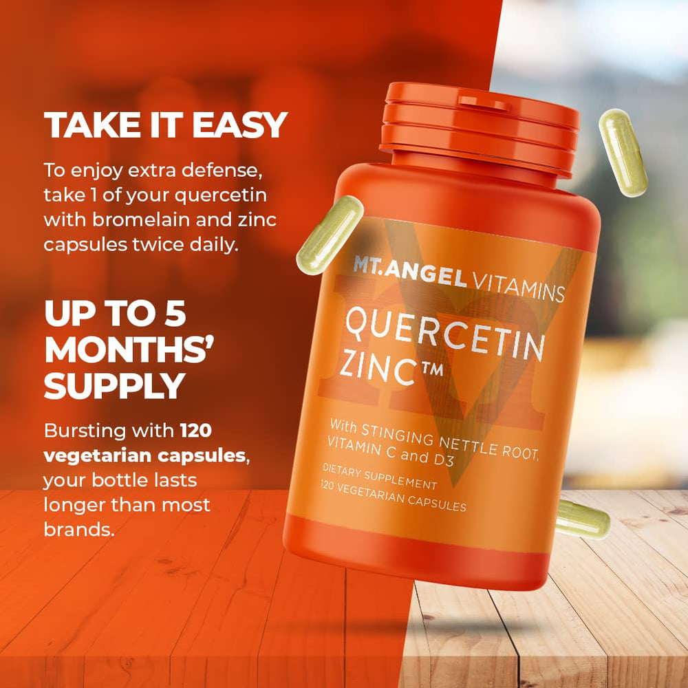 Mt. Angel Vitamins bromelain quercetin blend pouring for easy daily use