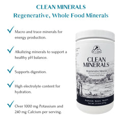 Scoop and glass ready to mix Mt Capra Clean Minerals with water for hydration