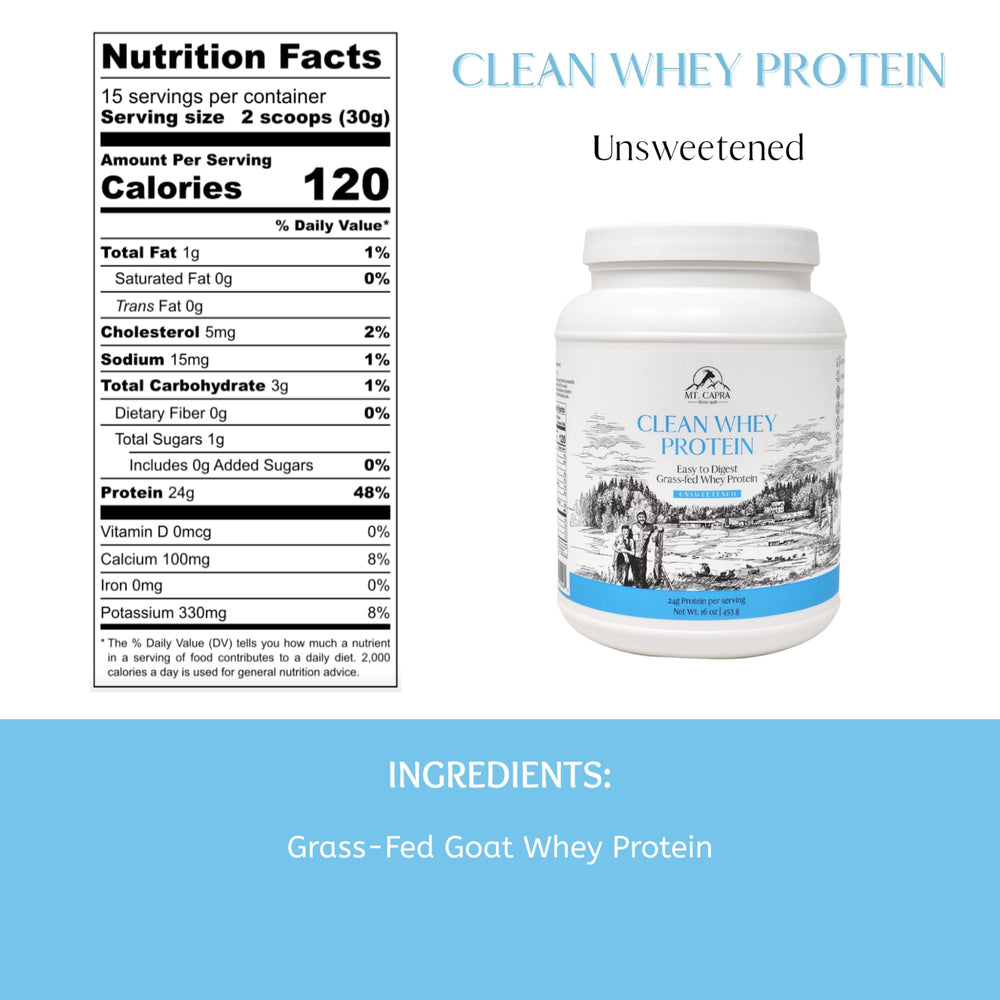 Mt. Capra Clean Whey bottle pour captures easy mixing for shakes