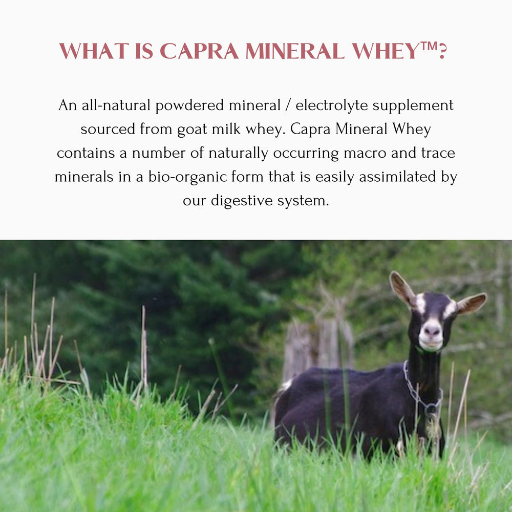 Goat whey source from Mt. Capra highlights natural mineral nutrition.