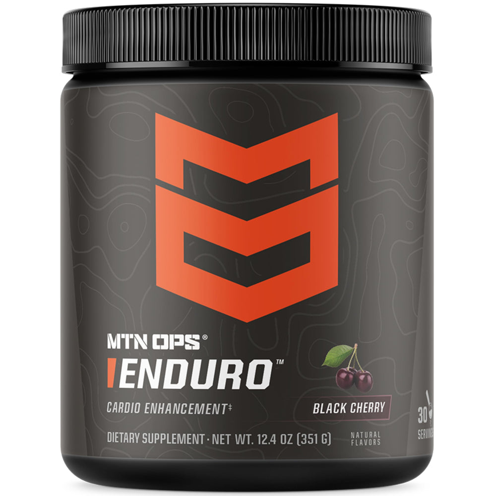 MTN OPS Enduro bottle highlighting stimulant-free pre workout for daily training