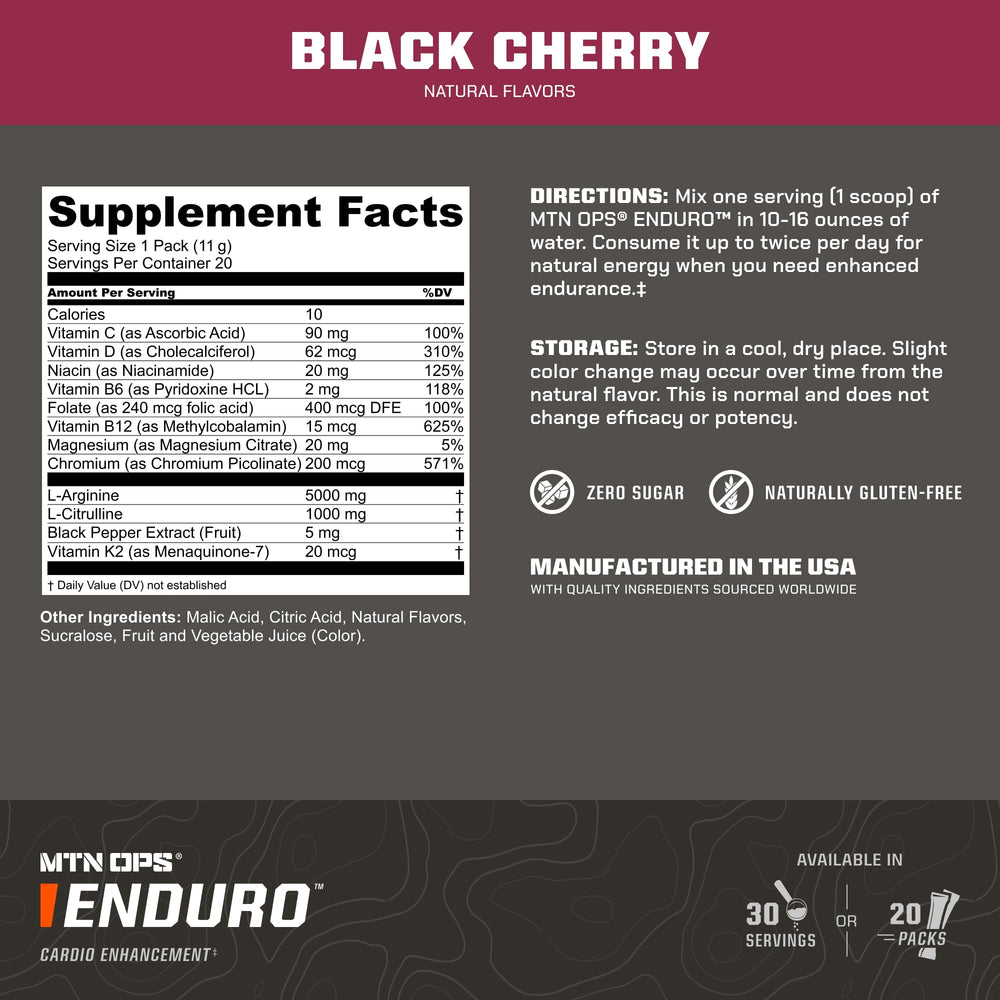 MTN OPS Enduro mix in glass showing hydration-friendly pre-workout