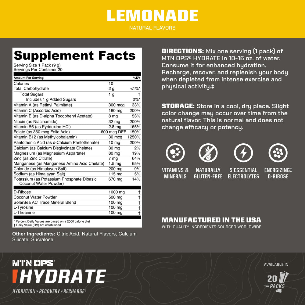 MTN OPS Hydrate powder dissolving in water demonstrates quick mix for rapid hydration