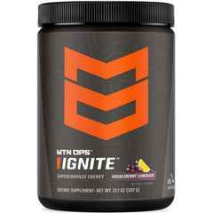 MTN OPS Ignite energy powder label with gluten-free formula and flavor