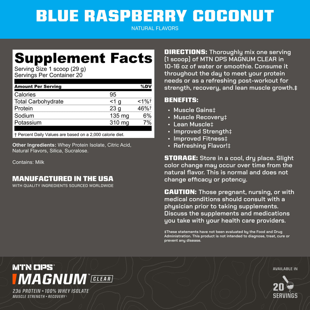 MTN OPS Magnum Clear Whey packaging front showing clean design