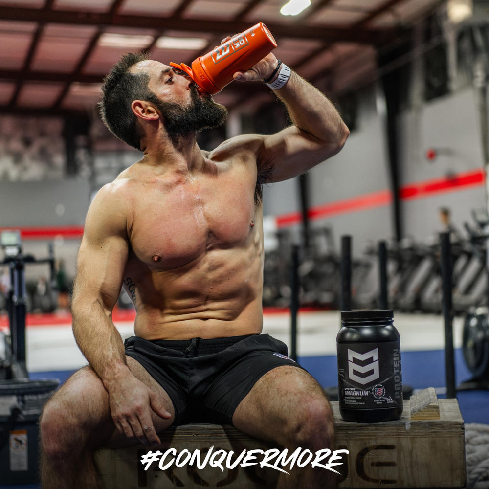 MTN OPS Magnum label close-up highlighting flavor and protein content