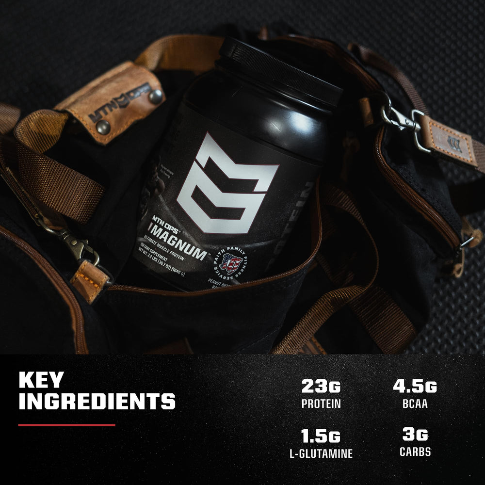 MTN OPS Magnum packaging close-up emphasizing zero sugar and gluten-free