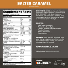 Close-up of MTN OPS Slumber packaging highlighting the Sleepy Salted Caramel flavor