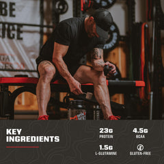 MTN OPS label highlights 5g EAAs and 1.5g L-glutamine for post-workout support