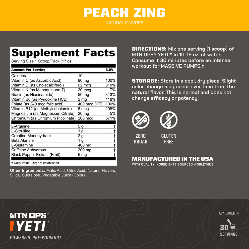 MTN OPS Yeti peach zing mixed in glass shows quick dissolve for training.