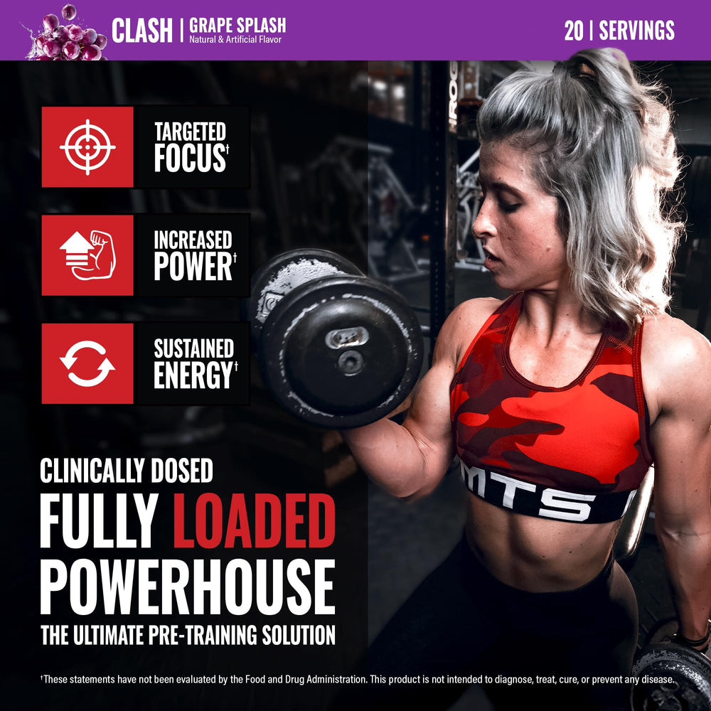 Dosing flexibility of Clash offers 20-40 servings per container.