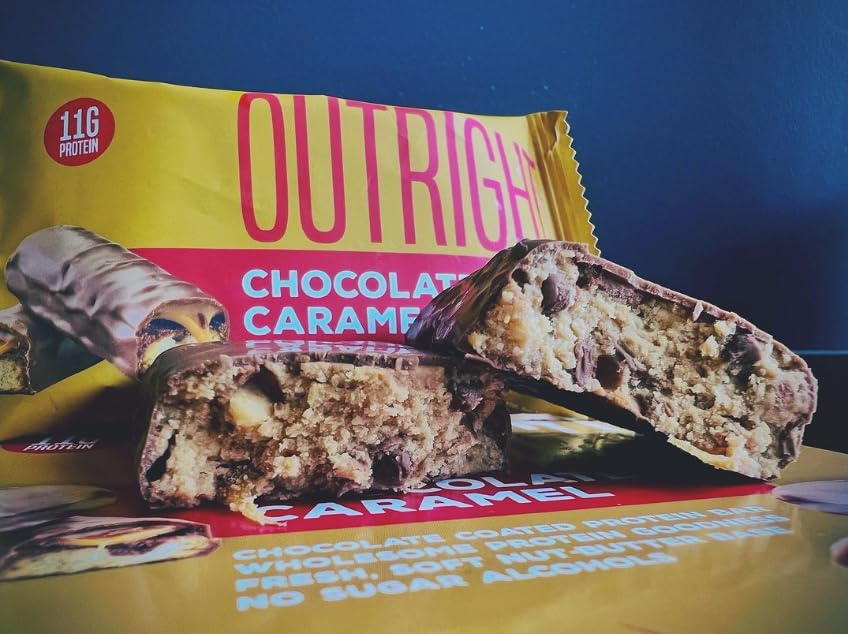 MTS Outright Bar Chocolate Caramel ready-to-eat snack for gym or travel.