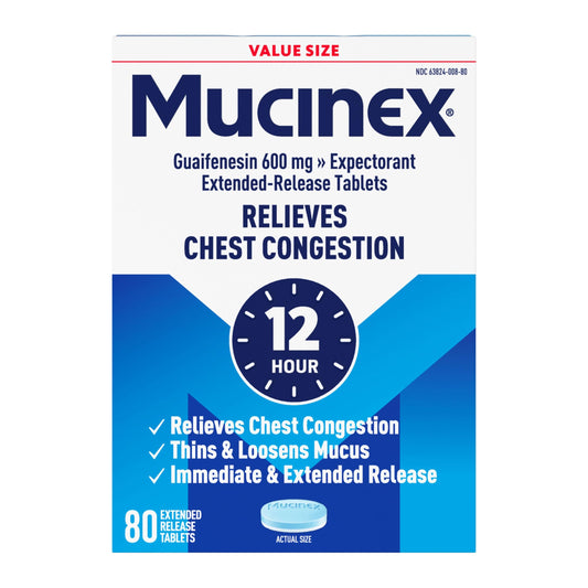 Mucinex 12hr 600 mg guaifenesin tablet pack for mucus relief