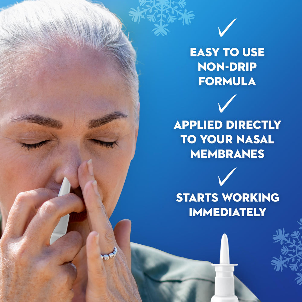 Mucinex Sinus-Max nozzle close-up delivering targeted nasal relief.