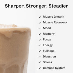 MUDWTR Nourish vanilla shake glass suggesting creamy mornings