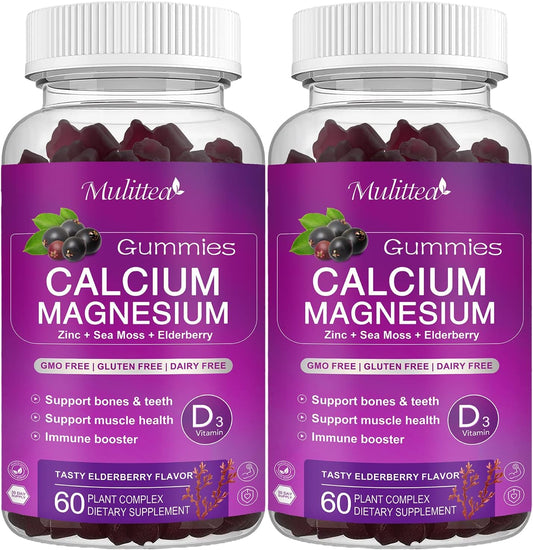 Mulittea gummies bottle with berry flavor supports bone health.