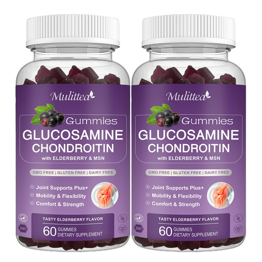 Mulittea Glucosamine Chondroitin Gummies two-pack front, convenient daily joint support.