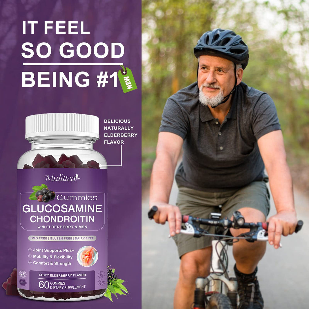 Mulittea gummies usage scene shows easy chew format for active adults.