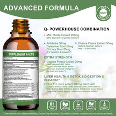 Mulittea Liver Health Drops being poured to show liquid format