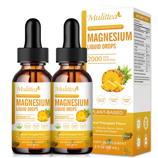 Mulittea magnesium glycinate liquid bottle for easy daily dosing.