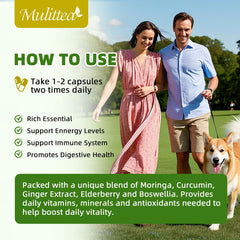 Mulittea Moringa capsules with scoop for easy daily dosage