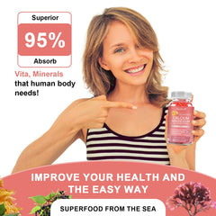 Ingredients close-up in Mulittea Plan Calcium Gummies emphasize plant-based minerals