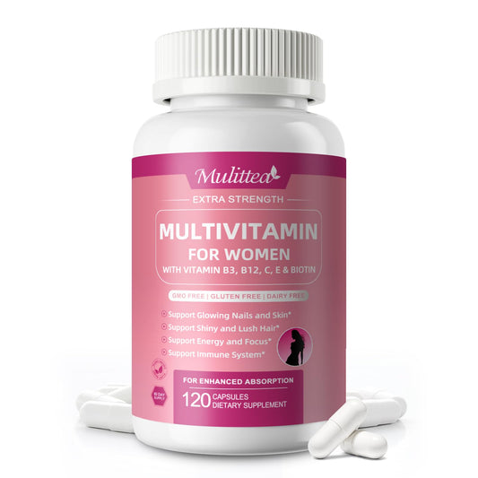Mulittea women's multivitamin bottle front for daily wellness