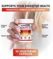 MultiBlue Probiotic Fit on breakfast table ready to take with meal.