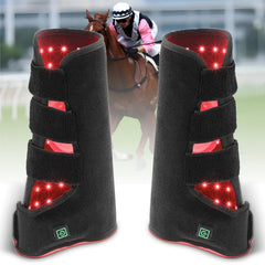 MUMAIS horse red light therapy boot front view with dual wavelengths for deeper reach
