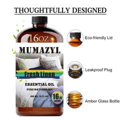 MUMAZYL Fresh Linen oil on shelf highlighting gift-ready presentation