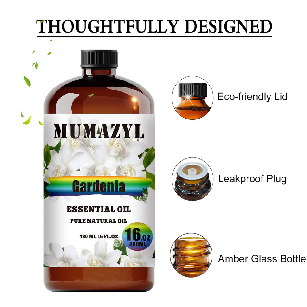Flow-control stopper on MUMAZYL Gardenia oil ensures precise, mess-free pouring.