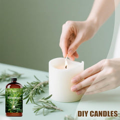MUMAZYL rosemary oil bottle enhances DIY bath bombs with aromatic scent