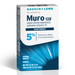 Muro 128 packaging label and branding with Bausch + Lomb branding