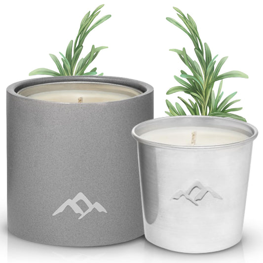 Murphy's Naturals refillable mosquito candle on patio for outdoor protection