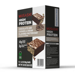 MUSASHI High Protein Bar athlete-tested label, trusted for performance nutrition.