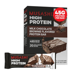 Musashi High Protein Bar packaging shown for convenient on-the-go fueling.