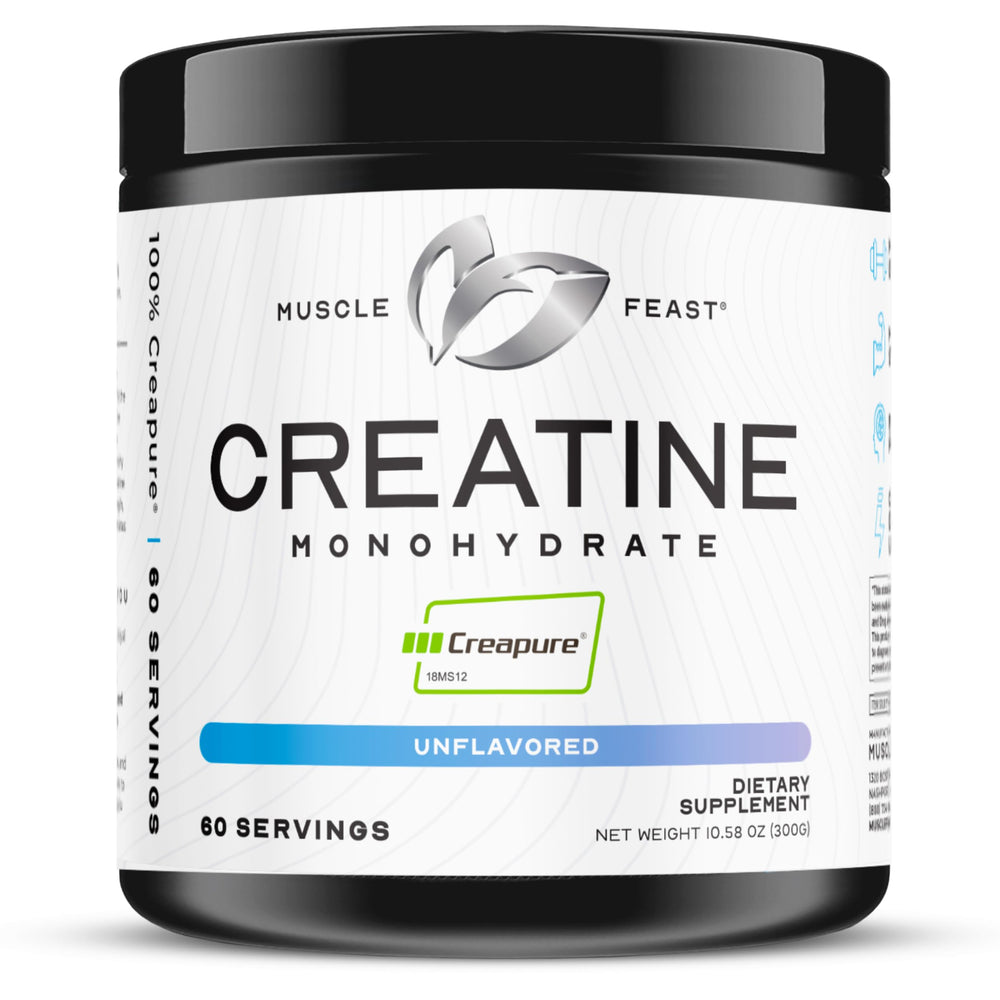 Muscle Feast Creapure packaging front shows pure creatine for daily use